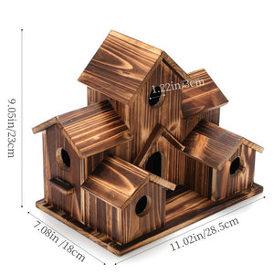 English Elm Handmade Cedar Wood Multi-room Birdhouse with Waterproof Finish for Outdoor Gardens W2181P488007