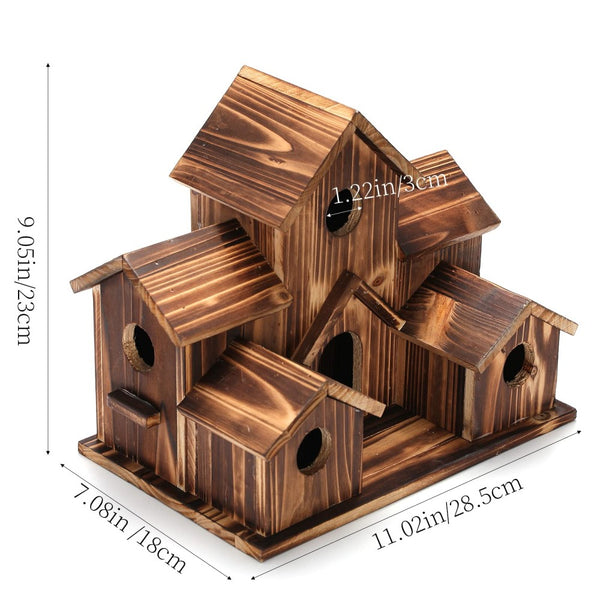 English Elm Handmade Cedar Wood Multi-room Birdhouse with Waterproof Finish for Outdoor Gardens W2181P488007