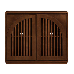 English Elm Mid Century Modern Fluted Sideboard Cabinet With Outlet Holes - Stylish Storage For Living Spaces W1801P362150