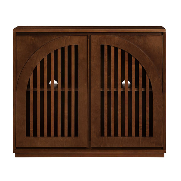 English Elm Mid Century Modern Fluted Sideboard Cabinet With Outlet Holes - Stylish Storage For Living Spaces W1801P362150