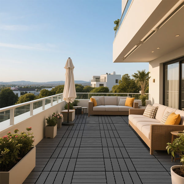 English Elm Plastic Interlocking Patio Tiles Waterproof Pp Grid Deck for Pool and Balcony 44 Pack W3022P251838