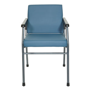 OSP Home Furnishings Big Tall Bariatric Patient Chair with Pu Padded Arms and Titanium Frame for Medical Waiting Blue BC9601HT-R105