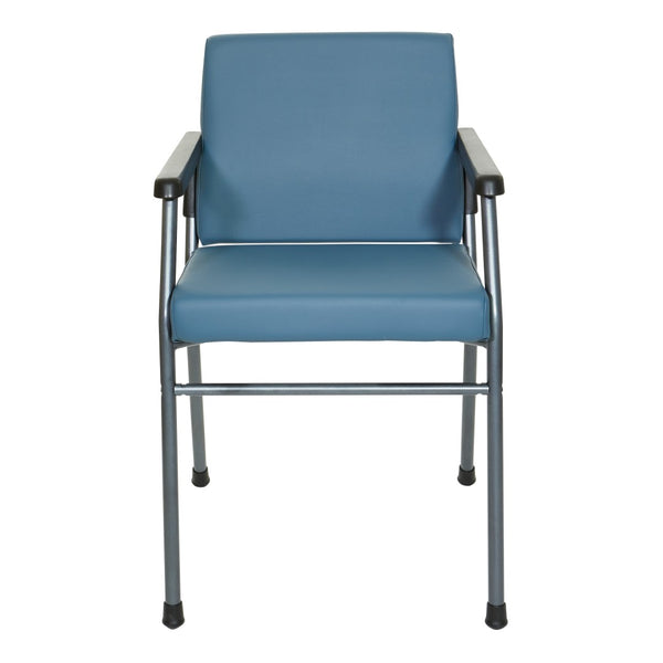 OSP Home Furnishings Big Tall Bariatric Patient Chair with Pu Padded Arms and Titanium Frame for Medical Waiting Blue BC9601HT-R105