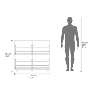 English Elm Opal Modern 4-Door Shoe Cabinet White — Enclosed 20-Pair Storage, Segmented Shelves, Sturdy Top Surface B070P337106