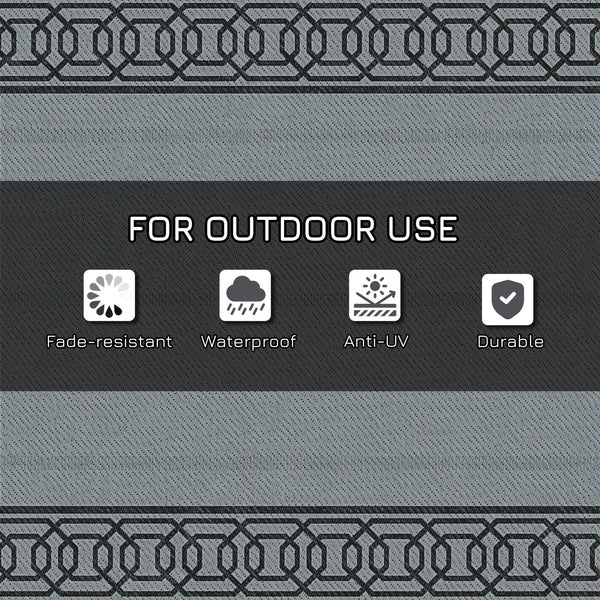 English Elm Outsunny Reversible Outdoor Rug 9'x12' Waterproof Plastic Straw Mat for Patio RV Beach Deck Picnic W2225P200442