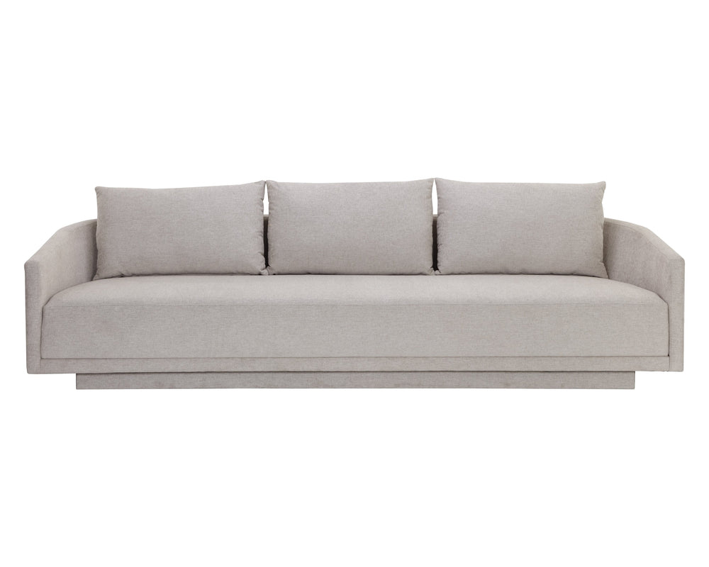Sunpan Gannon Sofa - Modern Curves in Ernst Silverstone Fabric for Refined Comfort in Any Living Space