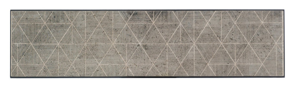 Hooker Furniture Commerce Travertine Console Table With Tribal Screen-Printed Top And Forged Metal Base For Entryways Black 7228-85022-00