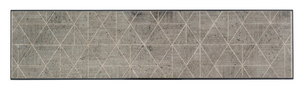 Hooker Furniture Commerce Travertine Console Table With Tribal Screen-Printed Top And Forged Metal Base For Entryways Black 7228-85022-00