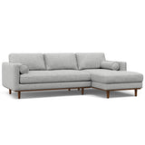 Hearth and Haven Euphorique Upholstered Right Sectional Sofa with 2 Bolster Pillows and 3 Loose Back Cushions B136P159958 Mist Grey