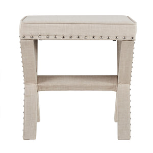Homelegance By Top-Line Sumiko Linen X-Base Nailhead 17-inch Stool Beige Wood