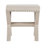 Homelegance By Top-Line Sumiko Linen X-Base Nailhead 17-inch Stool Beige Wood