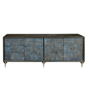 4-Door Entertainment Console Multi with Black and Ocean Blue Finish P301031 Pulaski Furniture