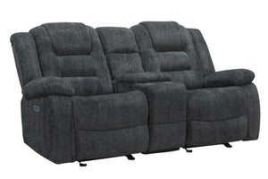 Parker House Parker Living Bolton - Misty Storm Glider Reclining Console Loveseat Misty Storm 100% Polyester (W) MBOL#822CG-MISS