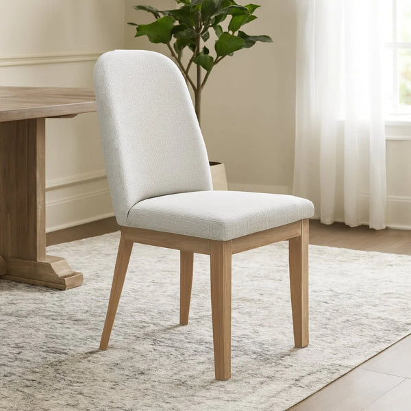 Alpine Furniture Abigail Upholstered Dining Side Chairs Set of 2 Rubberwood Frame Modern Curved 7135-02