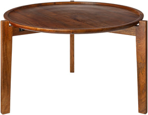 Abuja ABJ-001 18"H x 30"W x 30"D Coffee Table ABJ-001  Top: Brown; Base: Brown Surya