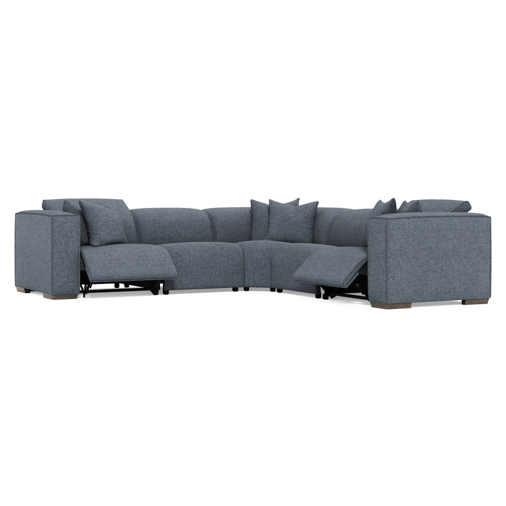 Bernhardt Bernhardt Six-Piece Power Motion Sectional With Pop-Up Headrests, Deep Seats And Tailored Stitch Detailing For Modern Comfort And Durability Blue 127" W x 127" D x 31" H K2183