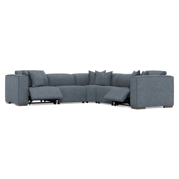 Bernhardt Bernhardt Six-Piece Power Motion Sectional With Pop-Up Headrests, Deep Seats And Tailored Stitch Detailing For Modern Comfort And Durability Blue 127" W x 127" D x 31" H K2183