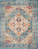 Nourison Passion PSN23 Machine Made Power-loomed Ornamental Border Indoor Only Bohemian Vintage Rug Ivory,Light Blue, Ivory Light Blue 100% Polypropylene 99446734969