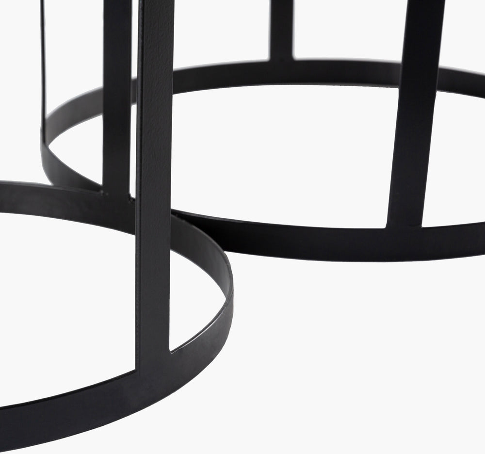 Surya Abrazo End Table Set - Modern Design, Versatile 16"H X 19"W & 14"H X 16"W - Perfect For Any Decor! Top, White,Base, Black Mango Wood,Resin,Iron Abr002-set