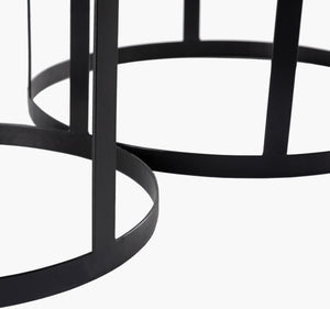 Surya Abrazo End Table Set - Modern Design, Versatile 16"H X 19"W & 14"H X 16"W - Perfect For Any Decor! Top, White,Base, Black Mango Wood,Resin,Iron Abr002-set