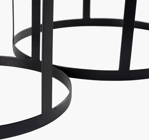 Surya Abrazo End Table Set - Modern Design, Versatile 16"H X 19"W & 14"H X 16"W - Perfect For Any Decor! Top, White,Base, Black Mango Wood,Resin,Iron Abr002-set