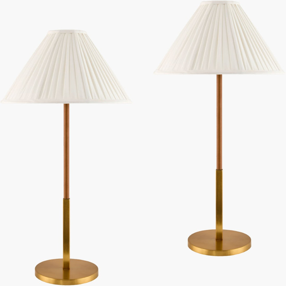 Surya Abisko Iron Table Lamp Mid-century Silhouette with Cotton Drum Shade Warm Ambient Glow ABS001-SET