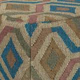 Hearth and Haven Veloura Square Woven Pouf with Multi-Color Kilim Pattern B136P159278 Multicolor