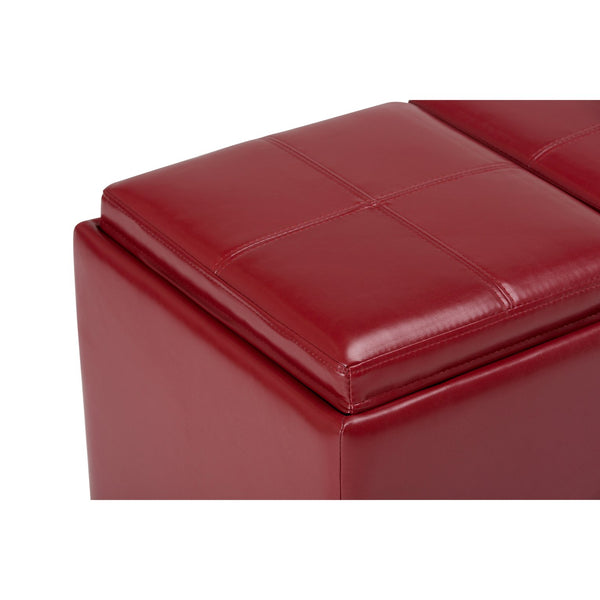 English Elm Avalon Red Storage Ottoman - Stylish Faux Leather, Versatile Seating & Hidden Storage Solution For Home B136P158115
