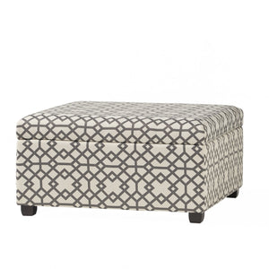 English Elm Richmond Square Storage Ottoman Geometric Patterned Fabric Lift Top Living Room 60266.00