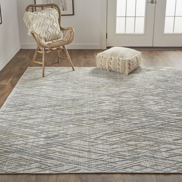 Feizy Rugs Elias Handwoven Abstract Diamond Area Rug In Luxurious Viscose And Wool For Elegant Home Decor Gray,Blue Viscose,Wool Els6589fslv000f00