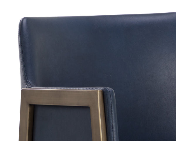 Sunpan Bernadette Stylish Barstool with Antique Brass Frame and Durable Faux Leather for Chic Interiors Bravo Admiral