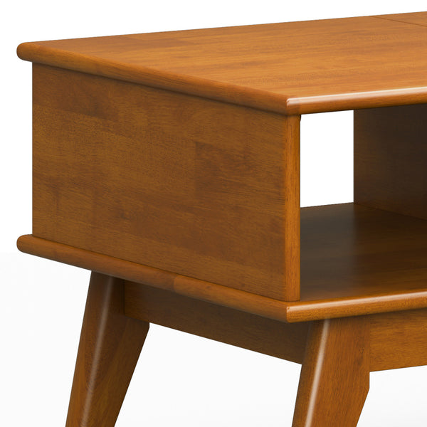 English Elm Draper Teak Lift-Top Coffee Table with Storage — Solid Rubberwood, Mid-Century Tapered Legs, 48" B136P203442