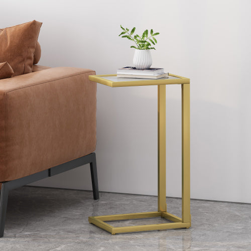 English Elm Christopher Knight Home® - End Table - Chic C-Shaped Gold Iron Frame With Tempered Glass Top & Built-In Magazine Rack For Style N771P218228J
