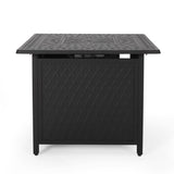 Christopher Knight Home® - Noble House - Aspen Outdoor Square Aluminum Fire Pit, Matte Black