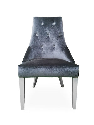 VIG Furniture Charlotte - Grey Velour & White High Gloss Dining Chair (Set of 2) VGUNAC031-GRYWHT