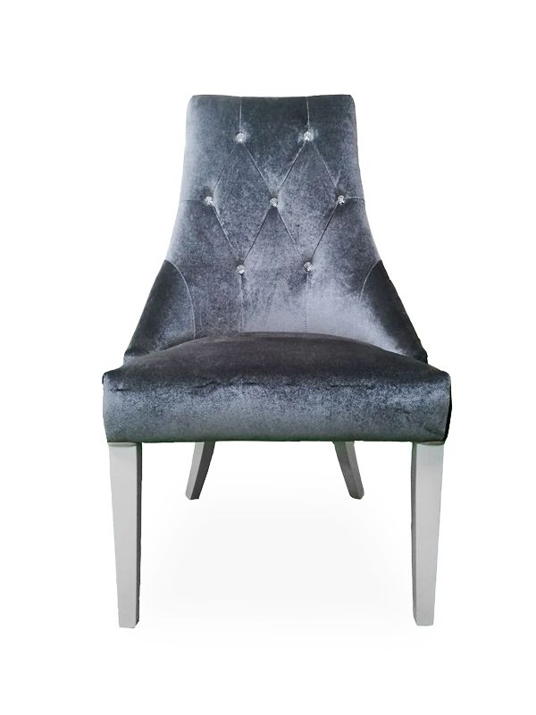 VIG Furniture Charlotte - Grey Velour & White High Gloss Dining Chair (Set of 2) VGUNAC031-GRYWHT