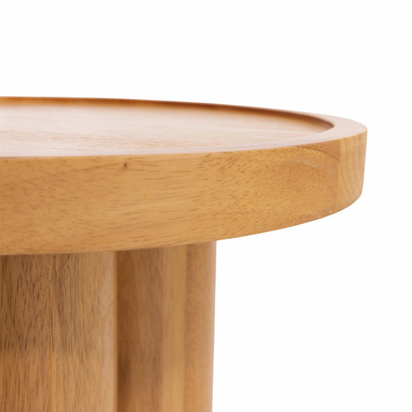 English Elm Round Oak Veneer Pedestal End Table Natural Grain Accent for Living Room or Bedroom N768P399823N