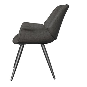 English Elm Dining Chairs Set Of 2 – Stylish Mid-Century Modern Upholstered Faux Leather Side Chairs In Dark Grey T3950P396564