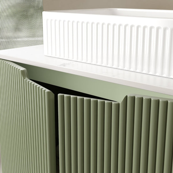 English Elm Turio 30" French-Inspired Bathroom Vanity With Soft-Close Doors & Carrara White Countertop, Light Green W2615S00115-GIGA