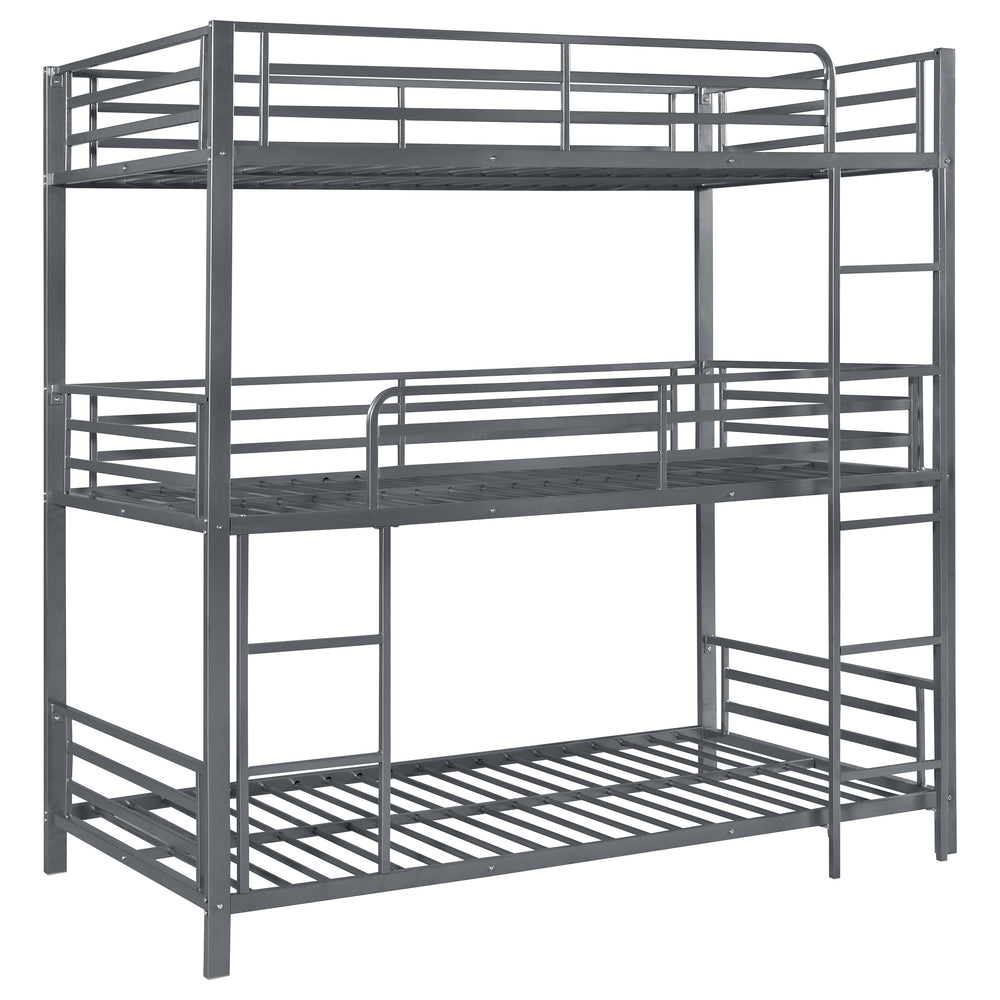 English Elm Rollins Gunmetal Triple Twin Bunk Bed – Heavy-Duty Steel Space-Saving 3-Tier Sleep Solution for Rooms B062P340742