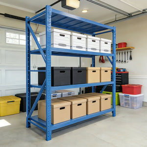English Elm Four-tier Powder-coated Steel Shelving Unit with Adjustable Rack for Garage Storage W3752S00012