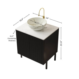 English Elm Dina Floating Bathroom Vanity with Sintered Stone Top and Crystal Glass Basin W2615S00658