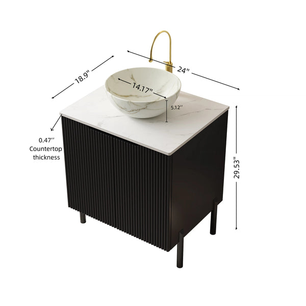 English Elm Dina Floating Bathroom Vanity with Sintered Stone Top and Crystal Glass Basin W2615S00658