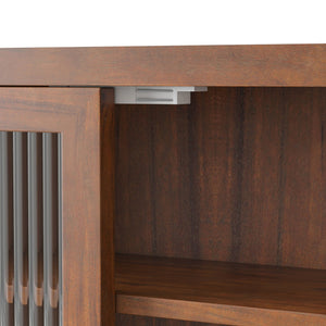 English Elm 24.8"Glass Vintage Double Door Wall Cabinet Brown with 3-Tier Solid Wood Shelves, Glass Panels & Towel Rack W757P170144