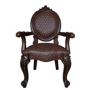 English Elm Brown Arm Chairs Set Of 2 – Elegant Cherry Finish With Nailhead Trim, Perfect For Dining Or Accent Use B062P209290