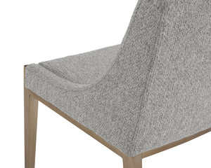 Sunpan Dionne Dining Chair - Modern Elegance with Textured Fabric and Antique Brass Stainless Steel Legs Monument Pebble