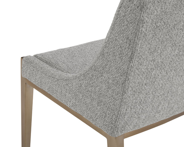 Sunpan Dionne Dining Chair - Modern Elegance with Textured Fabric and Antique Brass Stainless Steel Legs Monument Pebble