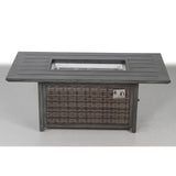 English Elm Aluminum/Wicker Propane Fire Pit Table