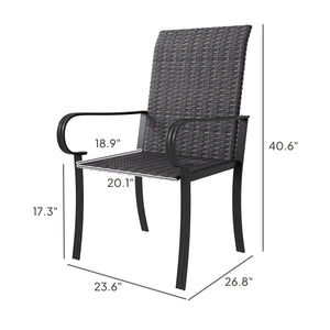 English Elm Set of 2 High Back Pe Rattan Dining Chairs with Wraparound Arms for Patio T3971P429356