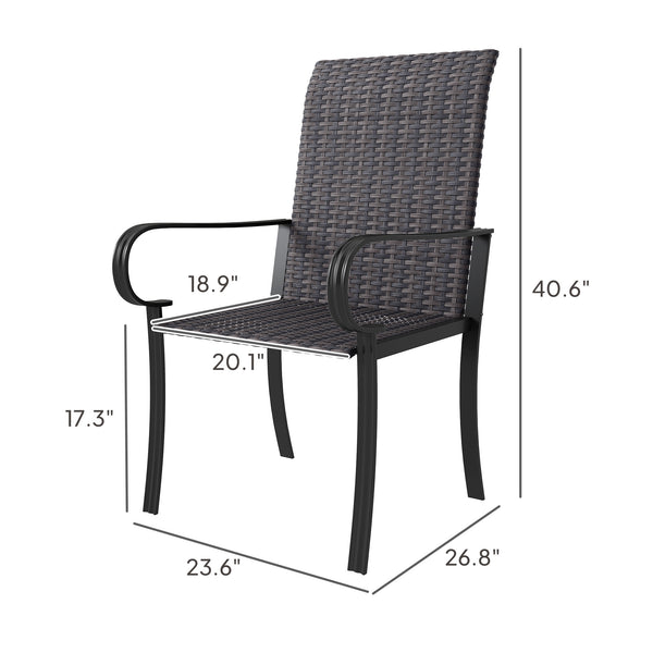 English Elm Set of 2 High Back Pe Rattan Dining Chairs with Wraparound Arms for Patio T3971P429356
